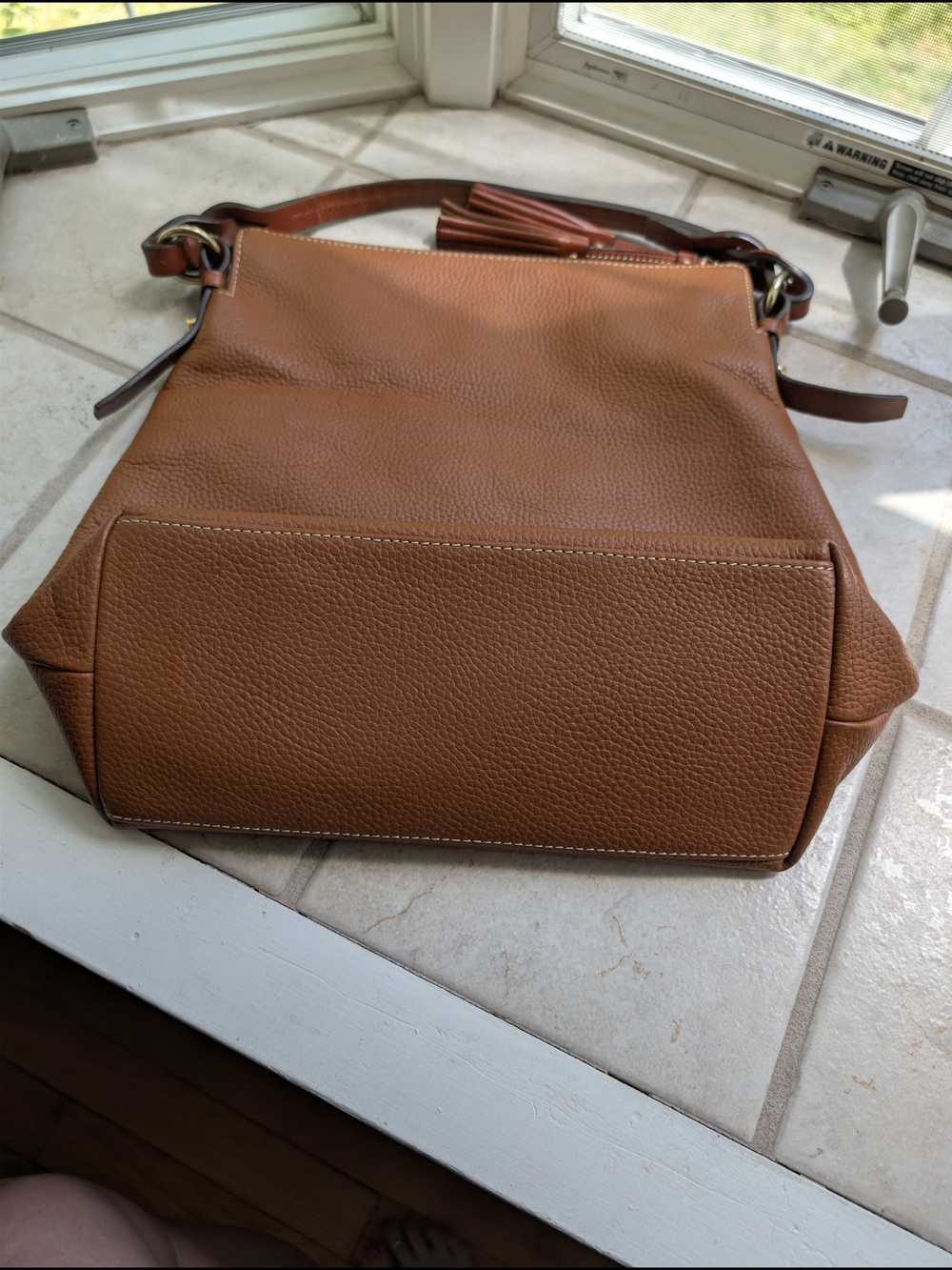 Dooney & Bourke Pebbled Leather Hobo Bag - Cognac Brown - Picture 3 of 8